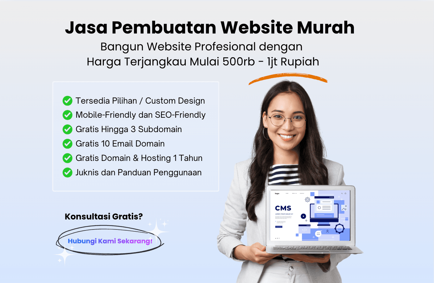 Mau punya website profesional dengan harga terjangkau? Mulai dari 500rb aja!